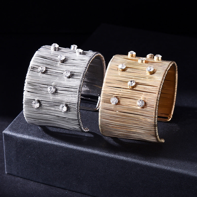 Wholesale Exaggerated Punk Diamond Open Bracelet